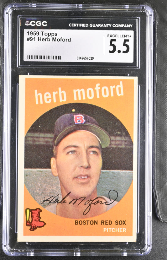 1959 Topps #91 Herb Moford CGC 5.5 SN 6142657029