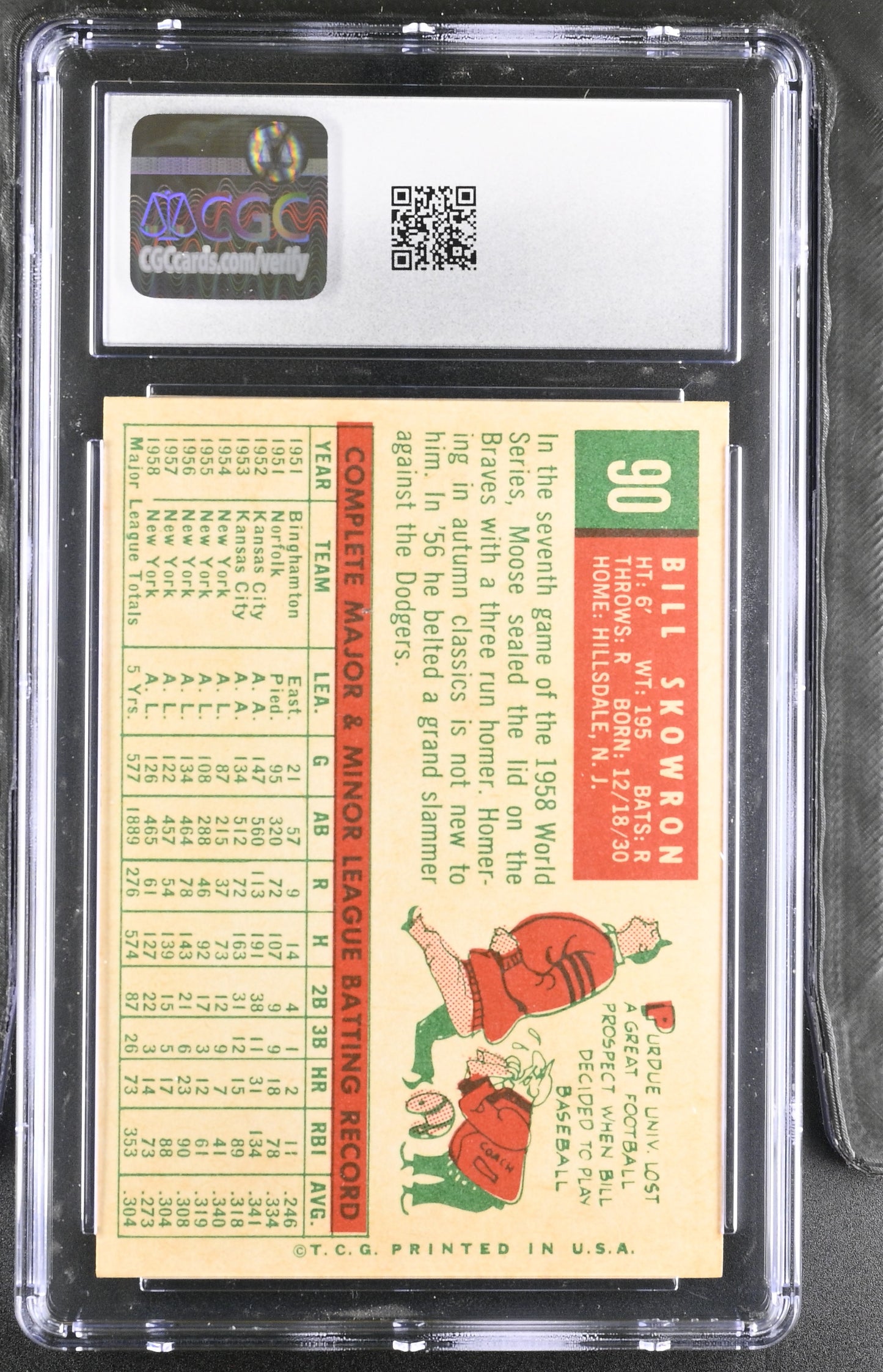 1959 Topps #90 Bill Skowron CGC 8 SN 6142657030