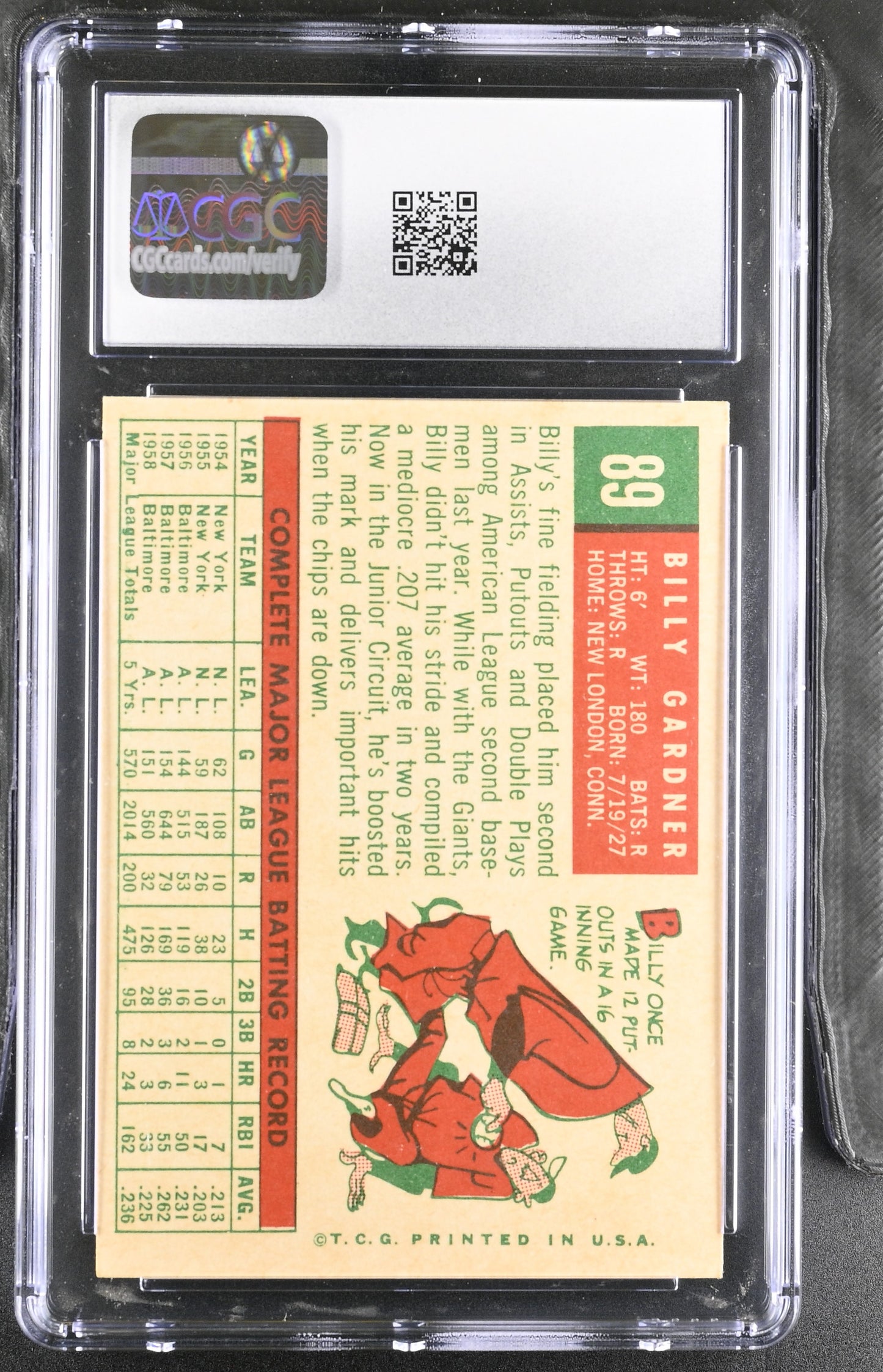 1959 Topps #89 Billy Gardner CGC 6 SN 6142657031