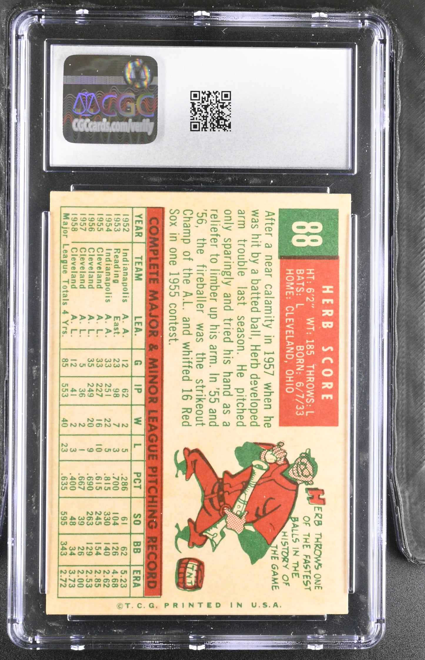 1959 Topps #88 Herb Score CGC 6 SN 6142657032