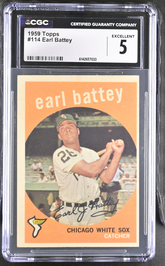 1959 Topps #114 Earl Battey CGC 5 SN 6142657033