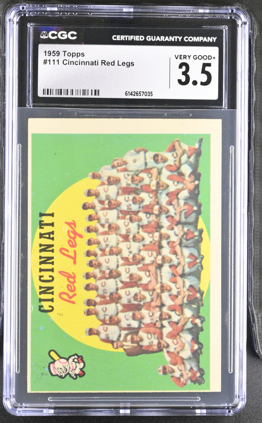 1959 Topps #111 Cincinnati Red Legs CGC 3.5 SN 6142657035