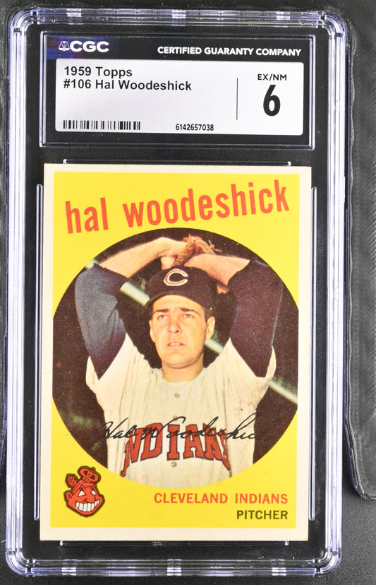 1959 Topps #106 Hal Woodeshick CGC 6 SN 6142657038
