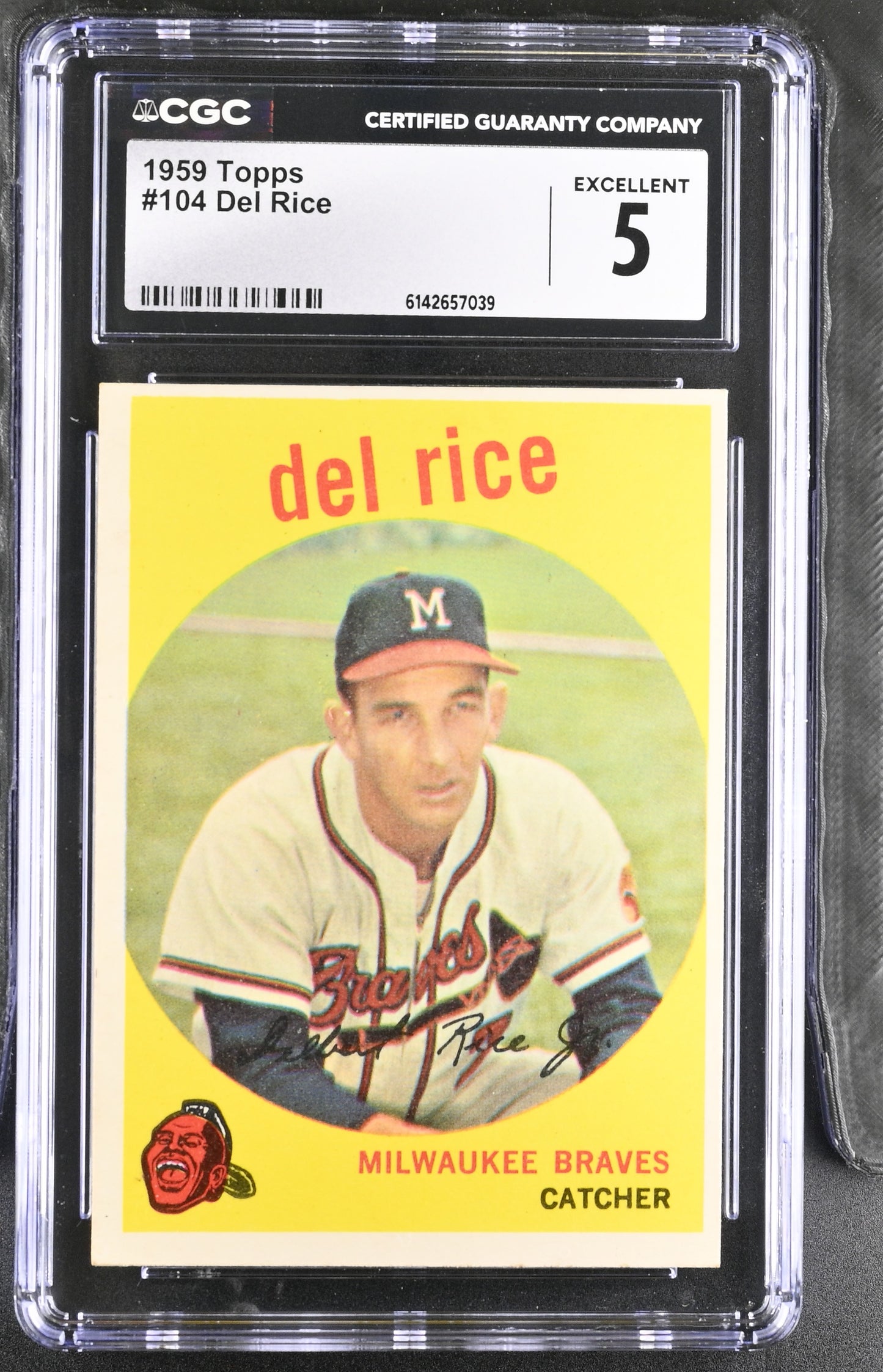 1959 Topps #104 Del Rice CGC 5 SN 6142657039