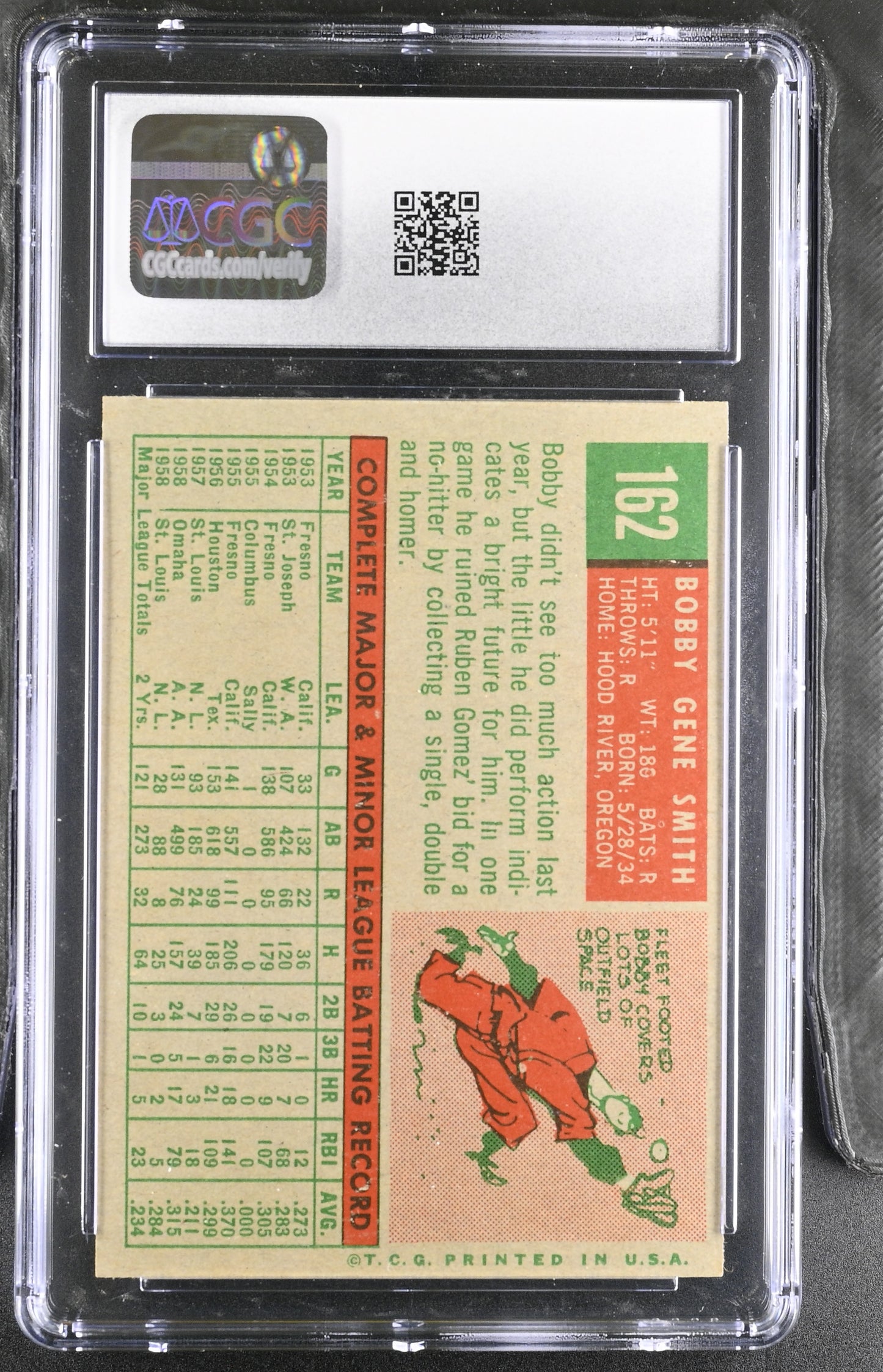 1959 Topps #162 Bobby Gene Smith CGC 6 SN 6142657044