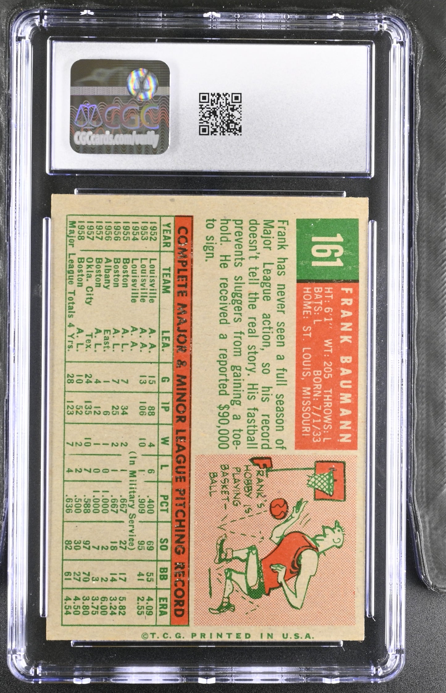 1959 Topps #161 Frank Baumann CGC 5.5 SN 6142657045