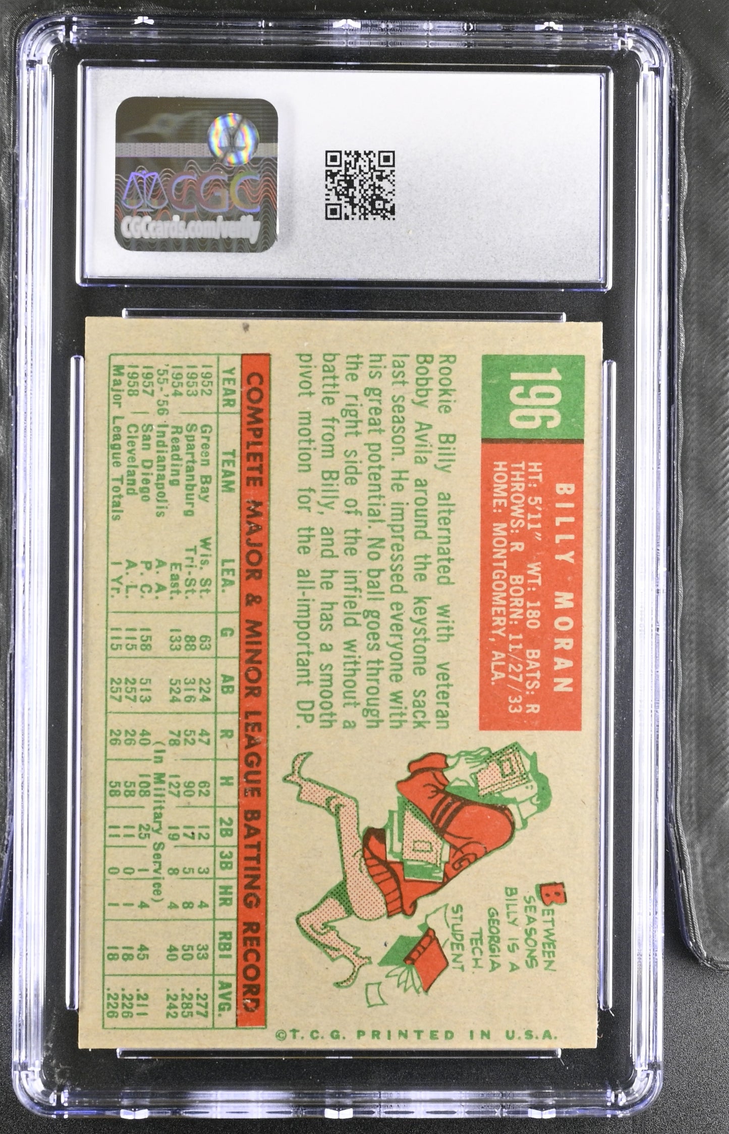 1959 Topps #196 Billy Moran CGC 5.5 SN 6142657067