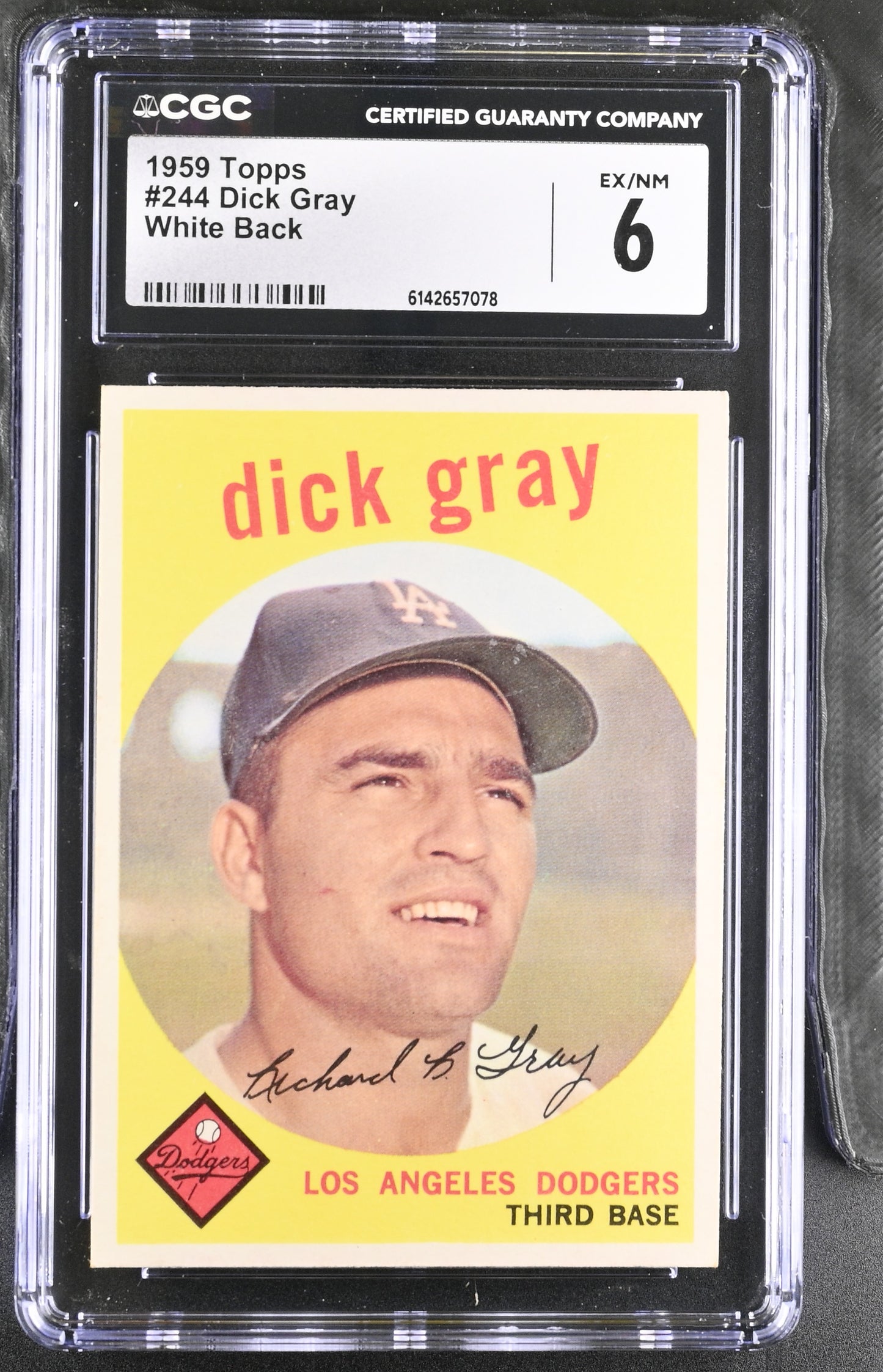 1959 Topps #244 Dick Gray CGC 6 SN 6142657078
