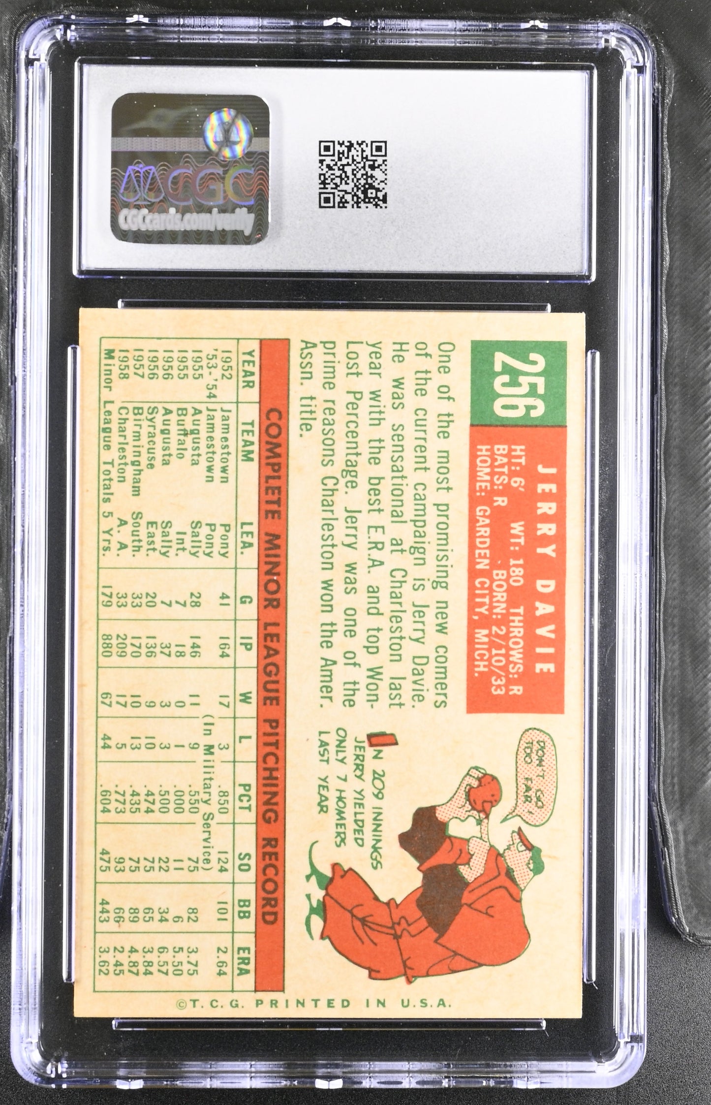 1959 Topps #256 Jerry Davie CGC 8 SN 6142657088