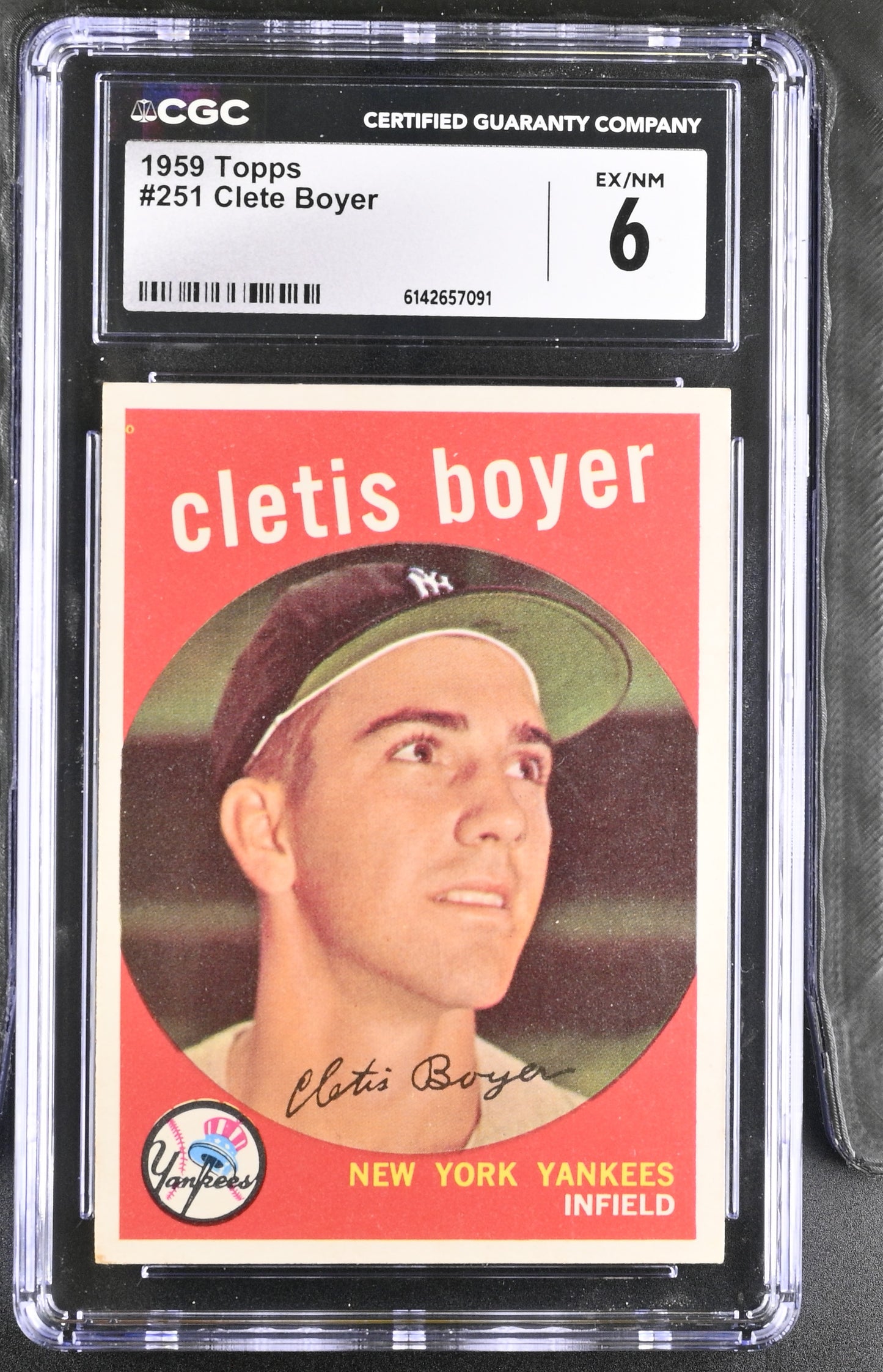 1959 Topps #251 Clete Boyer CGC 6 SN 6142657091