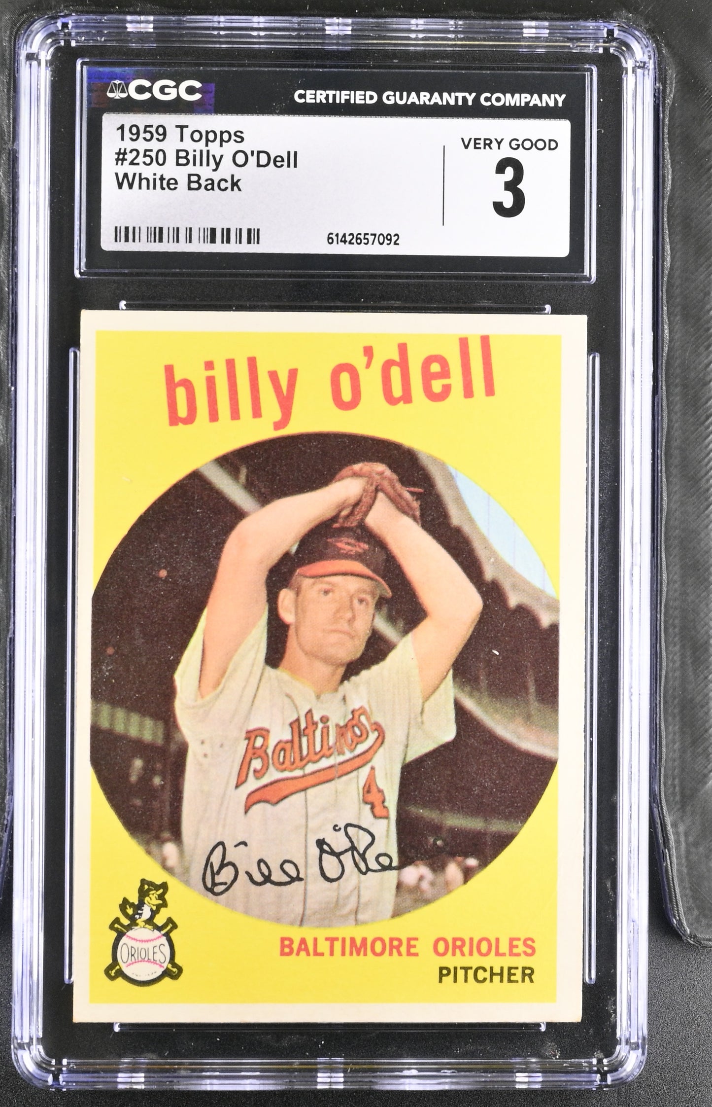 1959 Topps #250 Billy O'Dell CGC 3 SN 6142657092