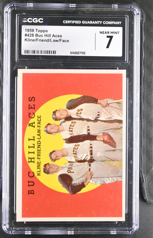 1959 Topps #428 Buc Hill Aces CGC 7 SN 6142657102