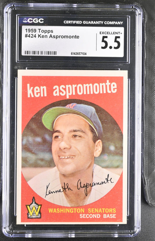 1959 Topps #424 Ken Aspromonte CGC 5.5 SN 6142657104