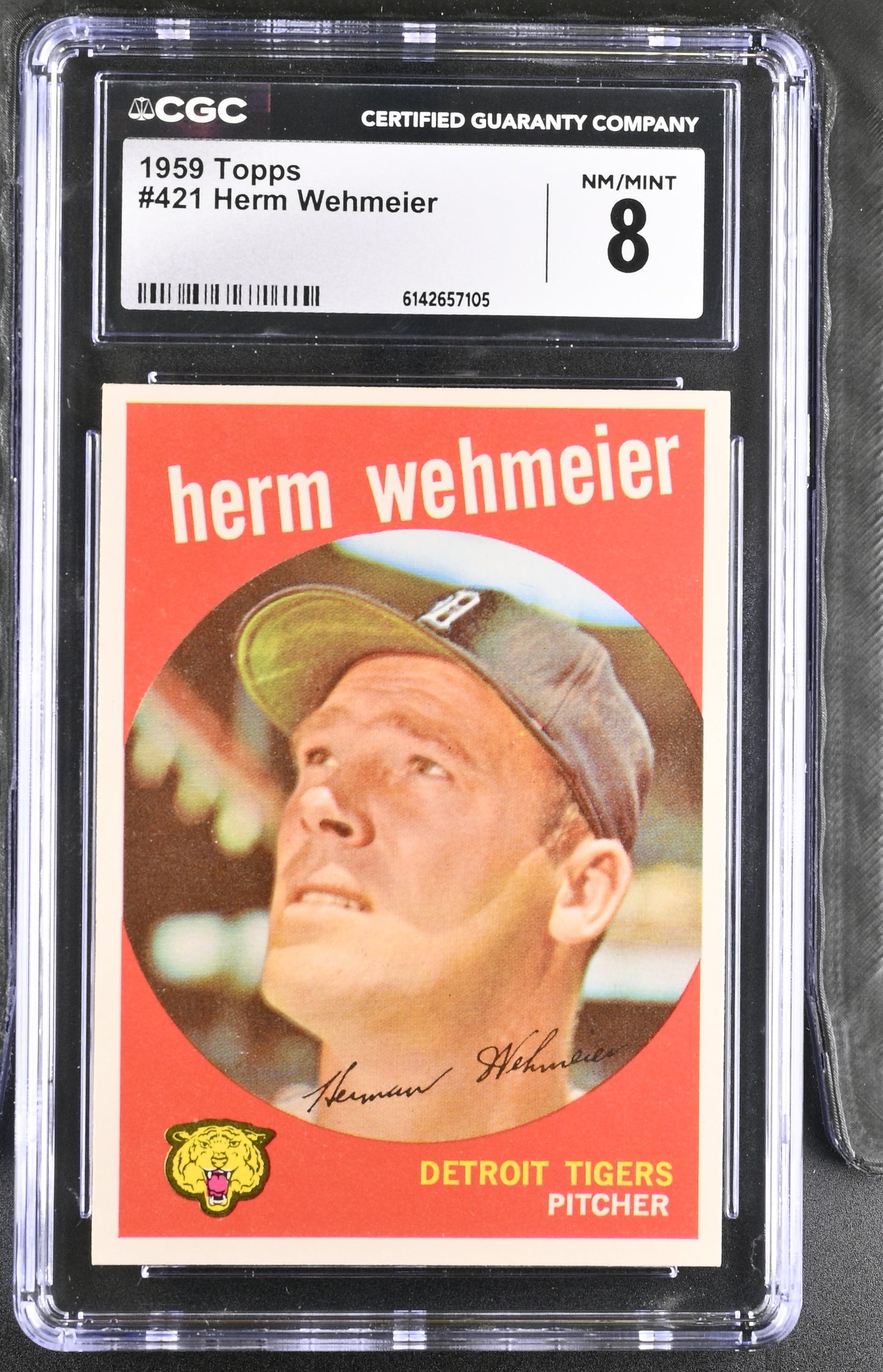1959 Topps #421 Herm Wehmeier CGC 8 SN 6142657105
