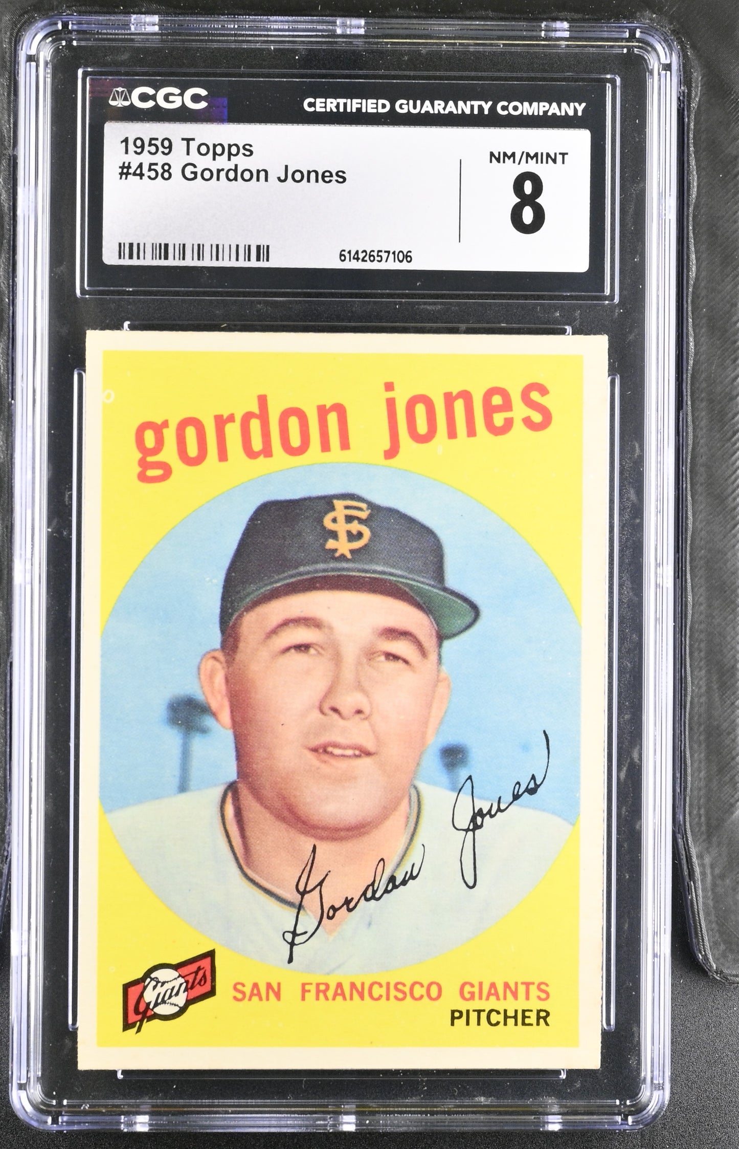 1959 Topps #458 Gordon Jones CGC 8 SN 6142657106