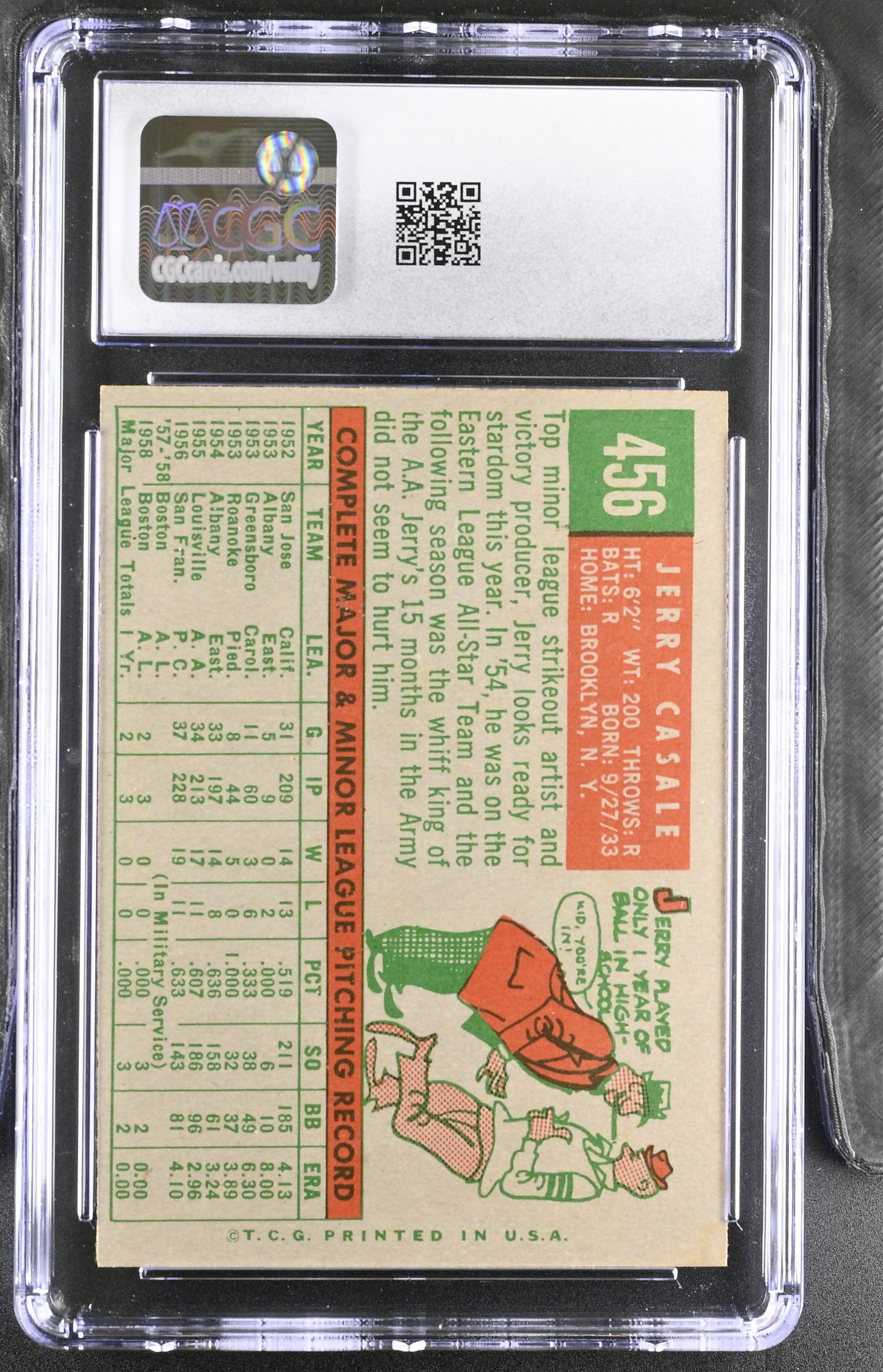 1959 Topps #456 Jerry Casale CGC 7 SN 6142657107