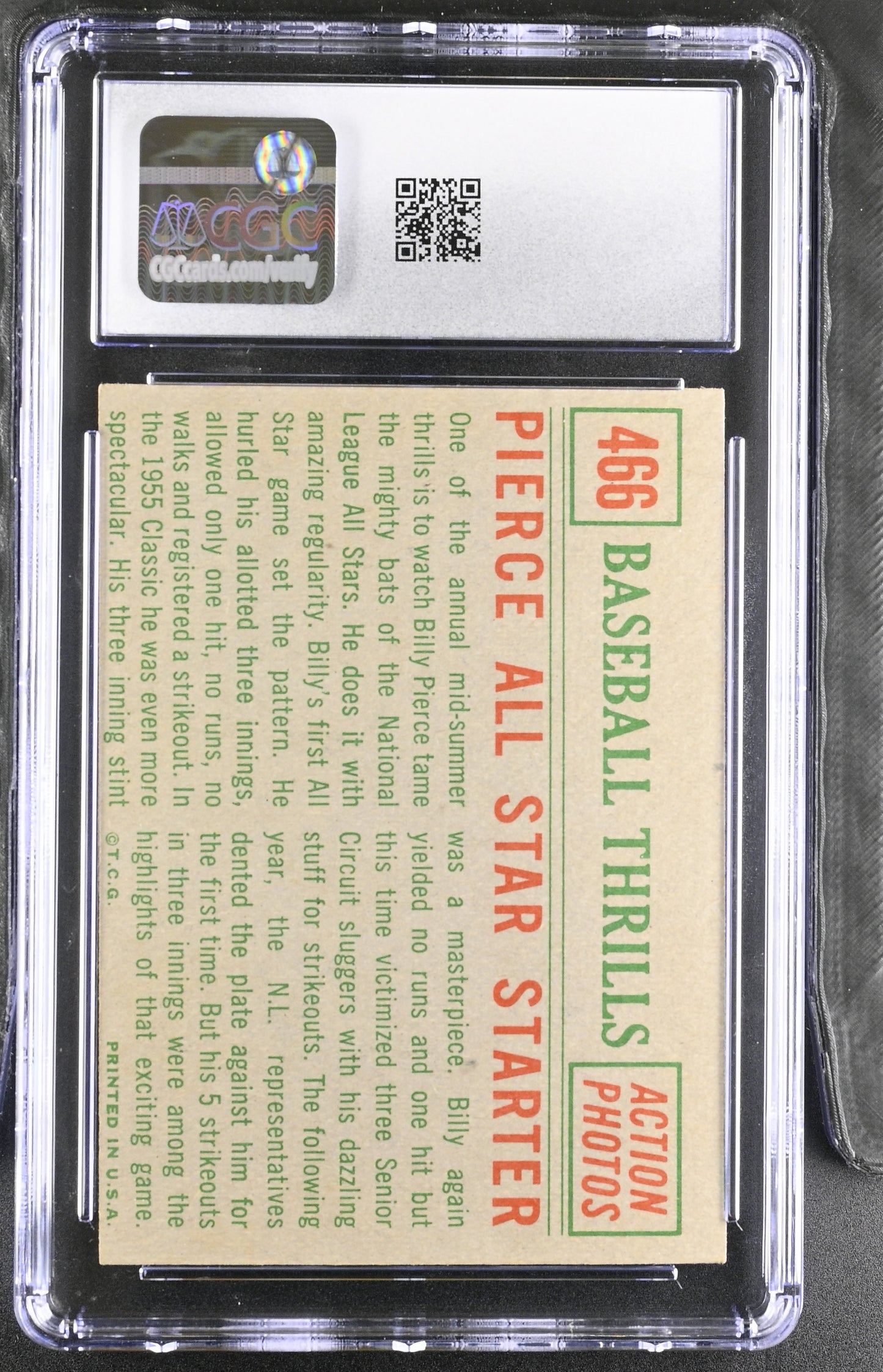 1959 Topps #466 Pierce All Star Starter CGC 5.5 SN 6142657110