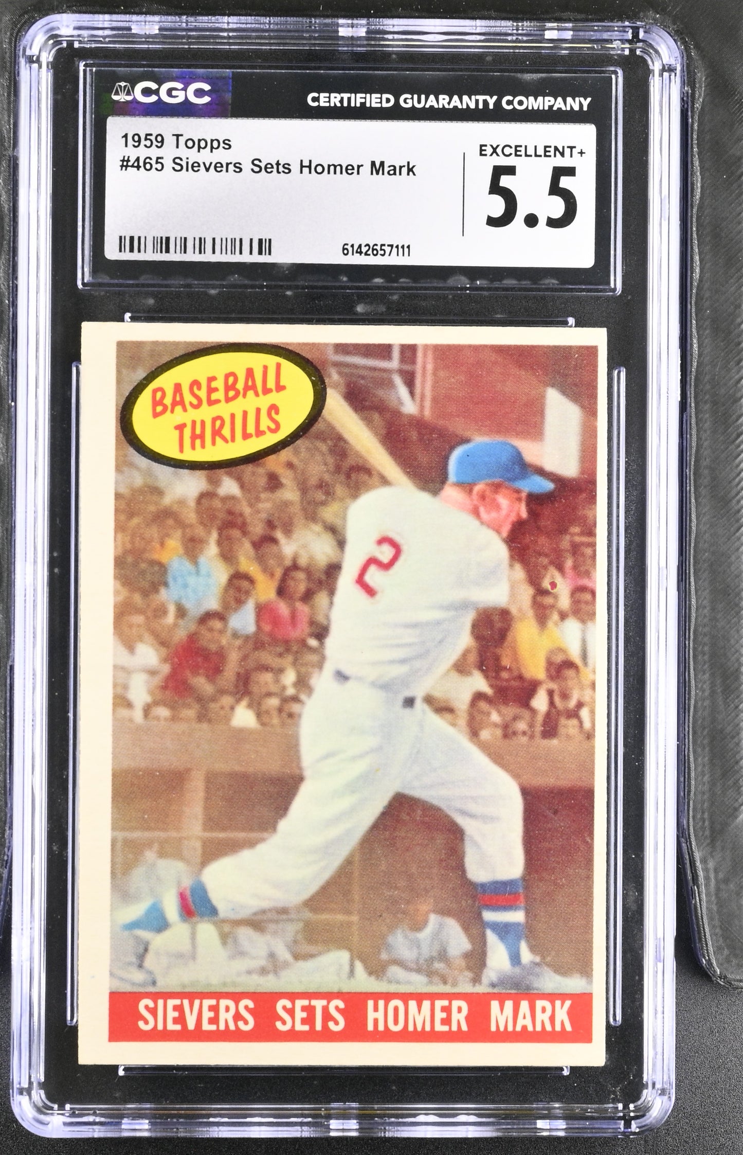 1959 Topps #465 Sievers Sets Homer Mark CGC 5.5 SN 6142657111