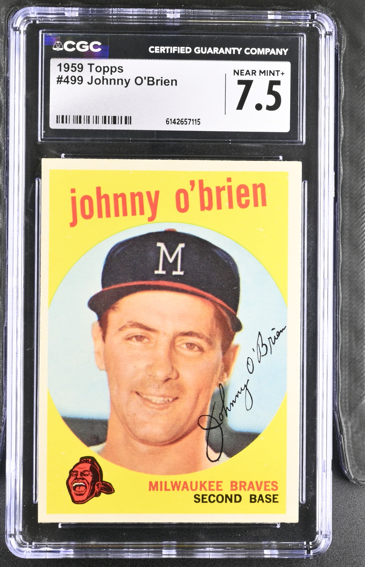 1959 Topps #499 Johnny O'Brien CGC 7.5 SN 6142657115