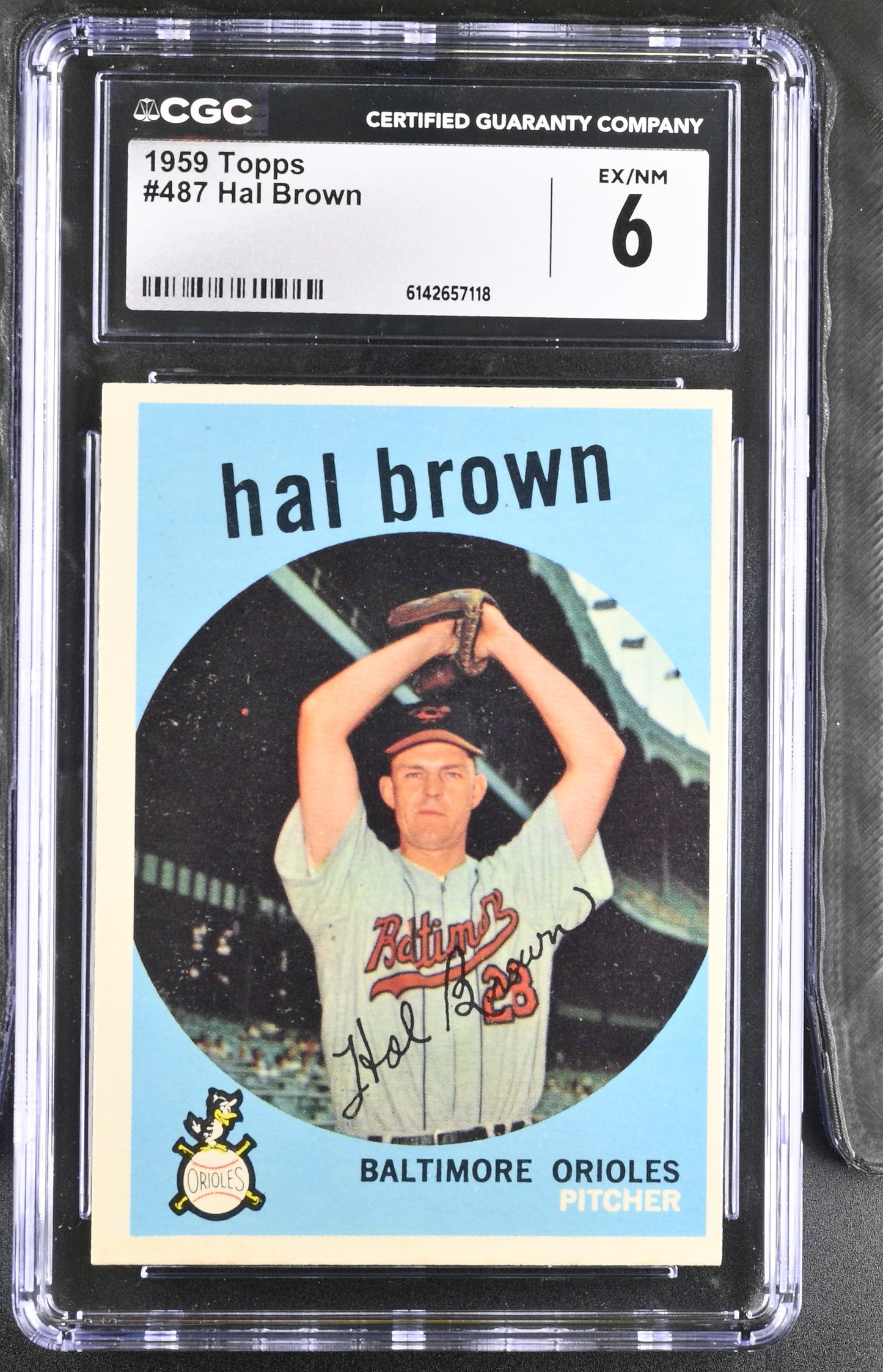 1959 Topps #487 Hal Brown CGC 6 SN 6142657118