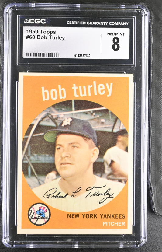 1959 Topps #60 Bob Turley CGC 8 SN 6142657132