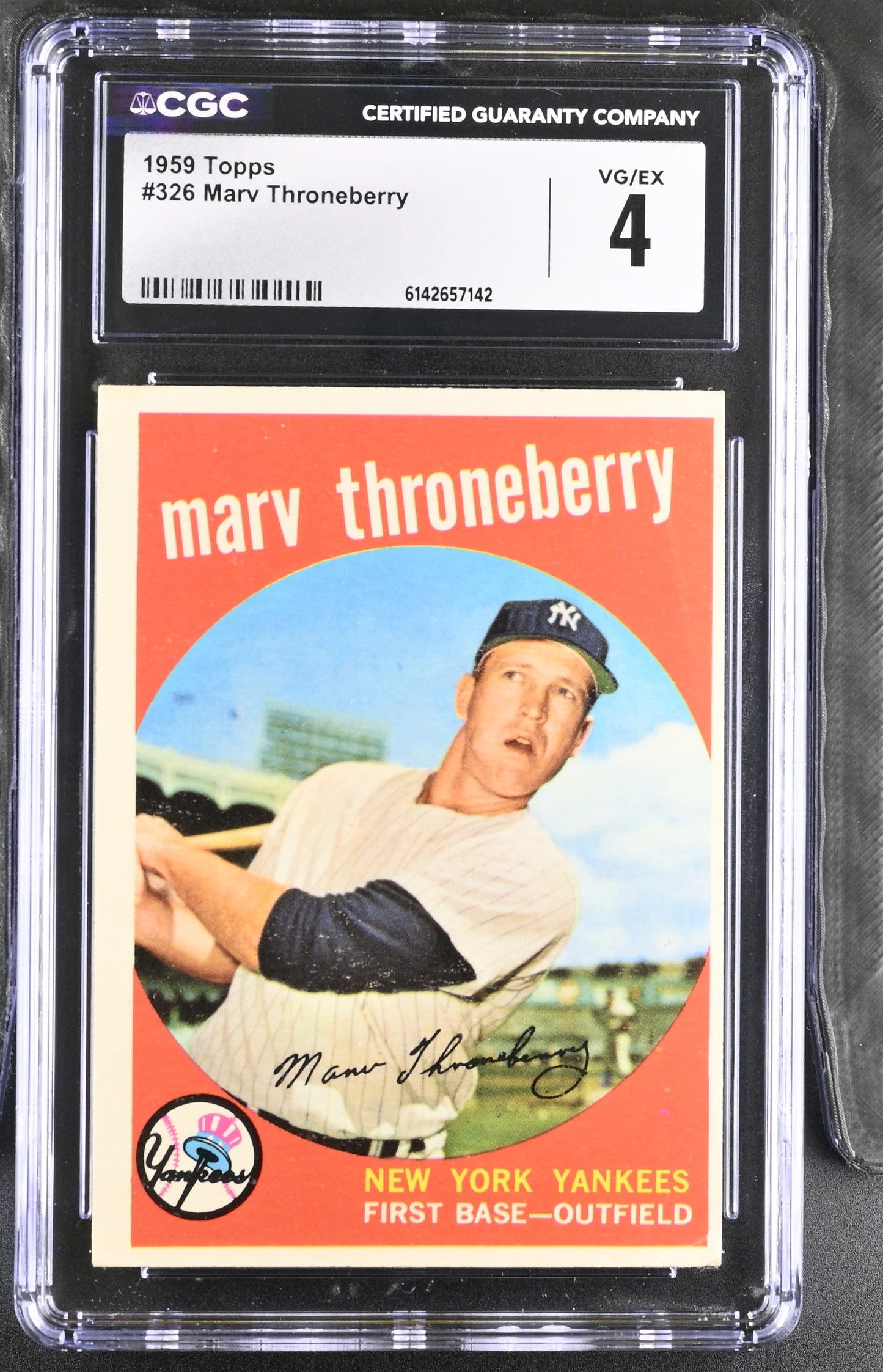 1959 Topps #326 Marv Throneberry CGC 4 SN 6142657142