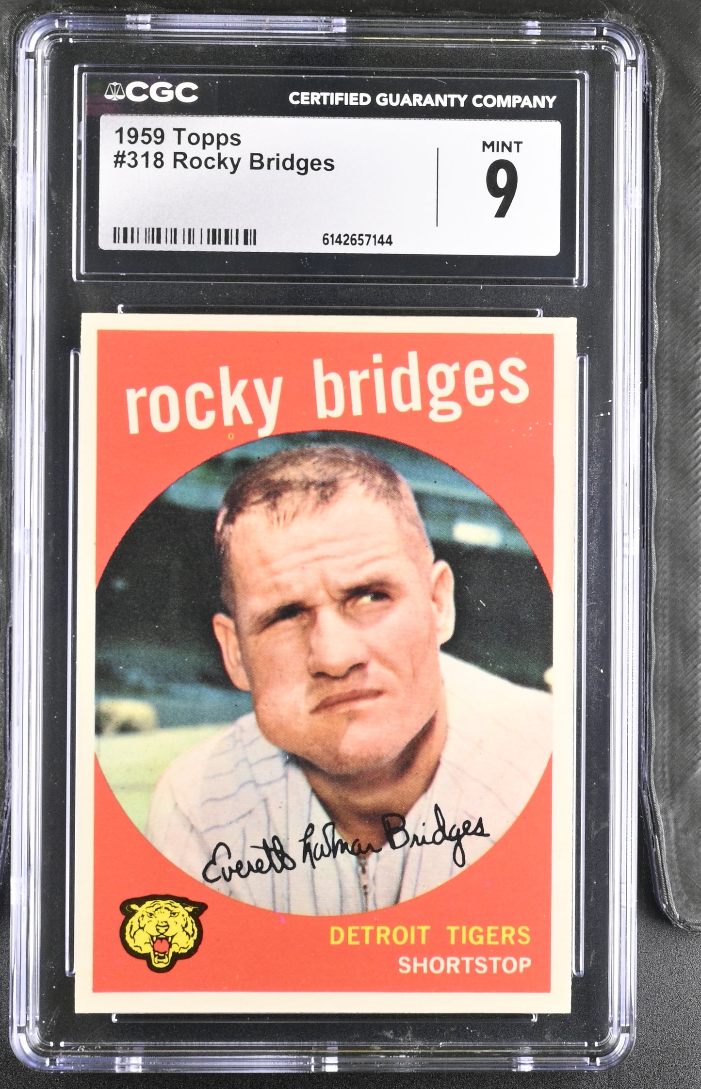 1959 Topps #318 Rocky Bridges CGC 9 SN 6142657144