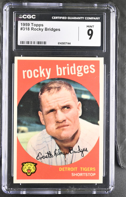 1959 Topps #318 Rocky Bridges CGC 9 SN 6142657144