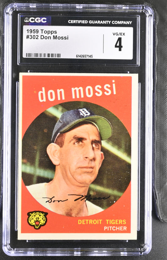 1959 Topps #302 Don Mossi CGC 4 SN 6142657145