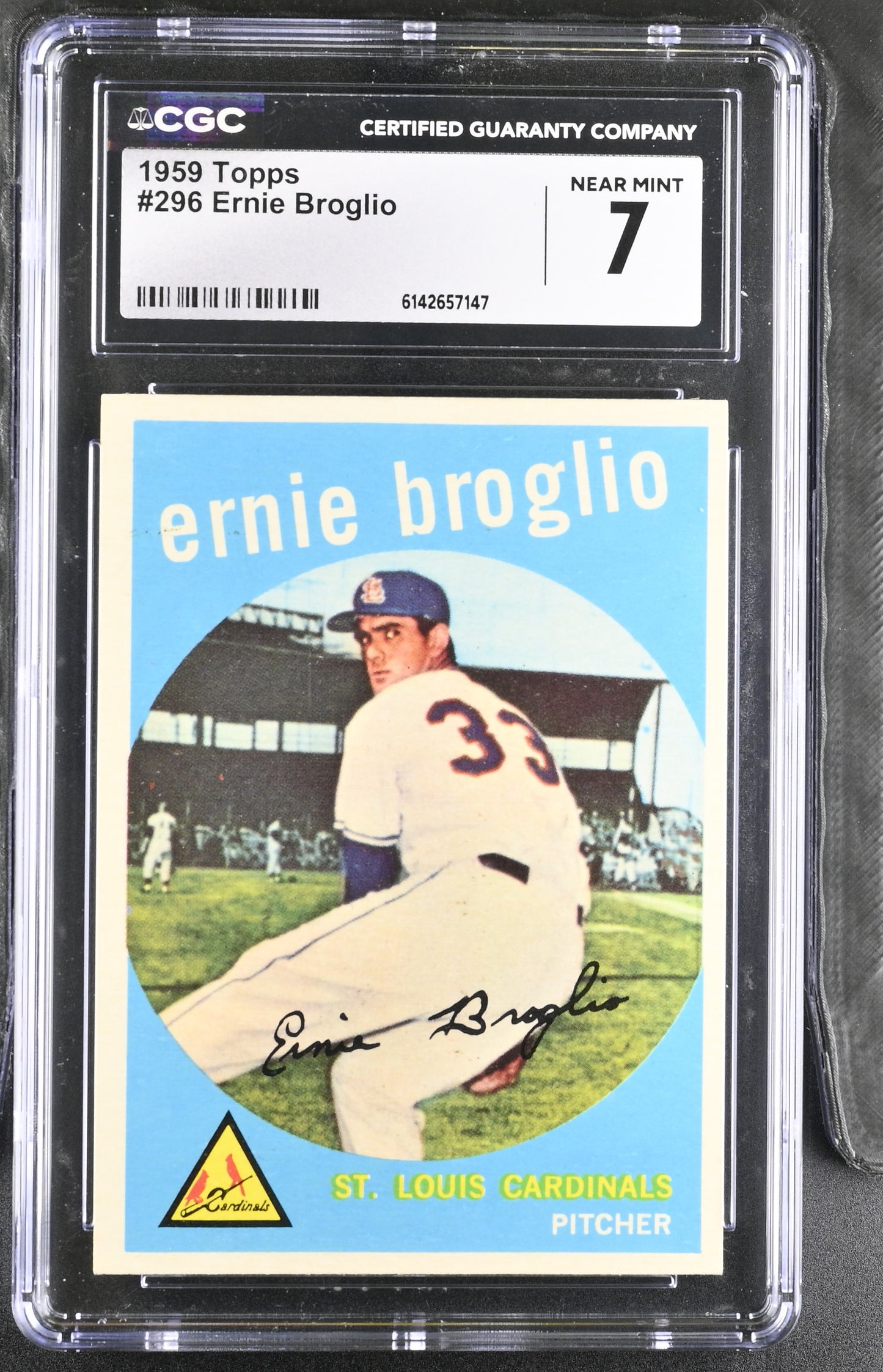 1959 Topps #296 Ernie Broglio CGC 7 SN 6142657147