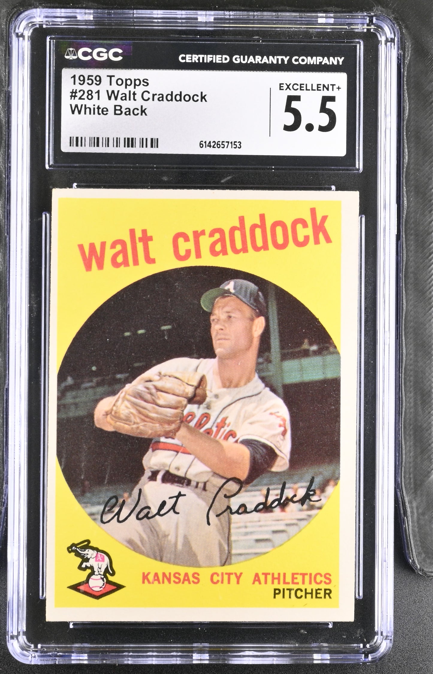1959 Topps #281 Walt Craddock CGC 5.5 SN 6142657153