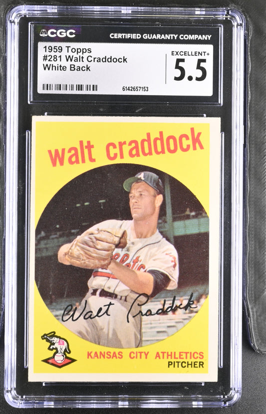 1959 Topps #281 Walt Craddock CGC 5.5 SN 6142657153