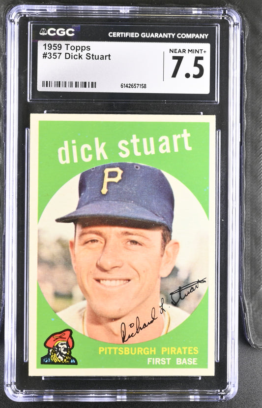 1959 Topps #357 Dick Stuart CGC 7.5 SN 6142657158