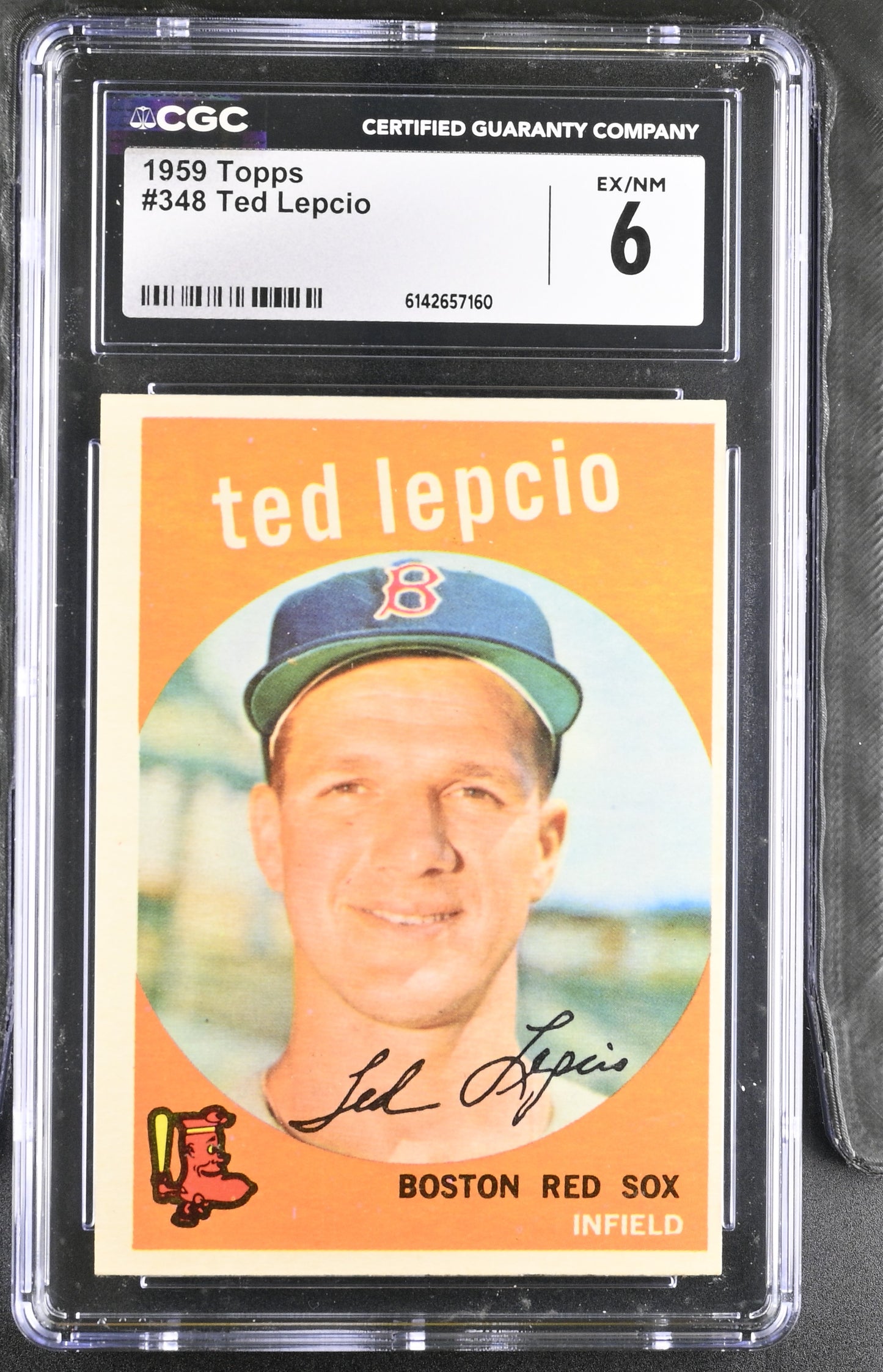 1959 Topps #348 Ted Lepcio CGC 6 SN 6142657160