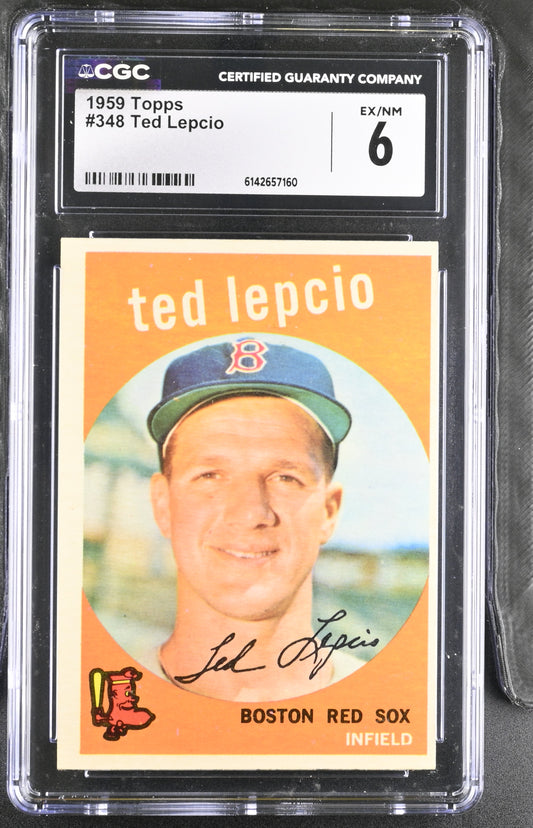 1959 Topps #348 Ted Lepcio CGC 6 SN 6142657160