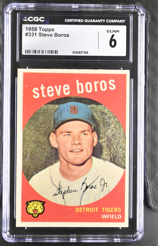1959 Topps #331 Steve Boros CGC 6 SN 6142657164