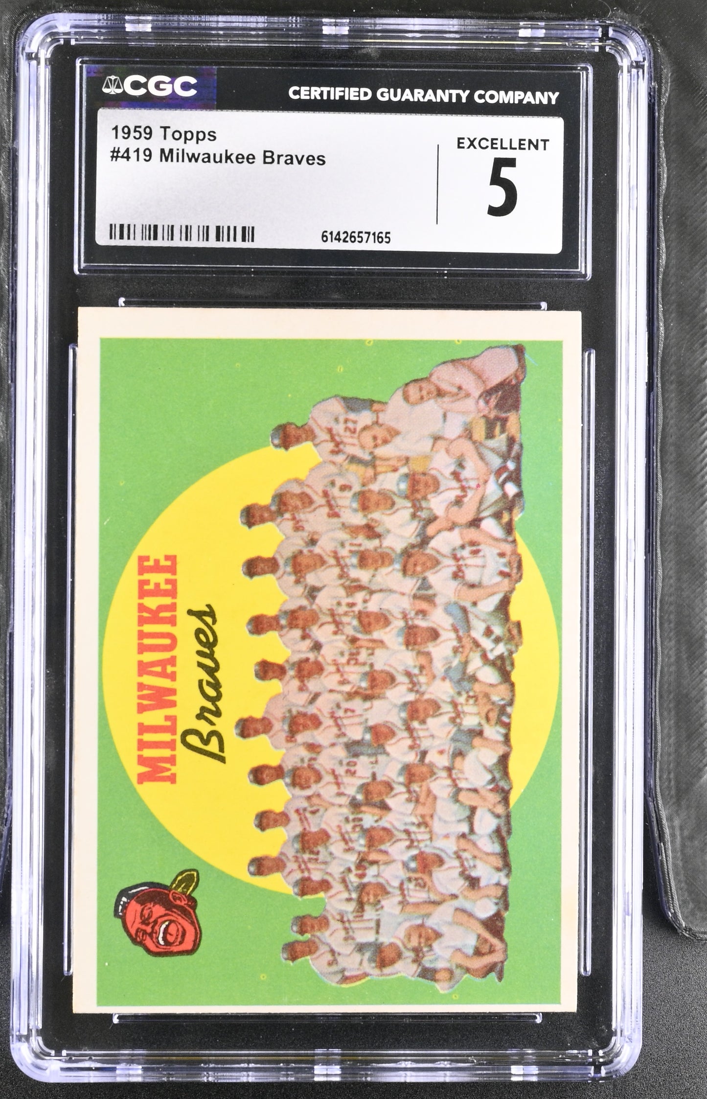 1959 Topps #419 Milwaukee Braves CGC 5 SN 6142657165