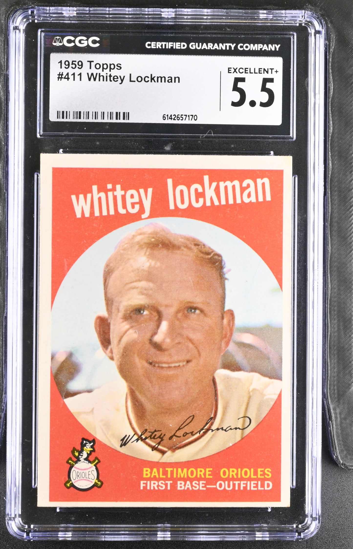 1959 Topps #411 Whitey Lockman CGC 5.5 SN 6142657170
