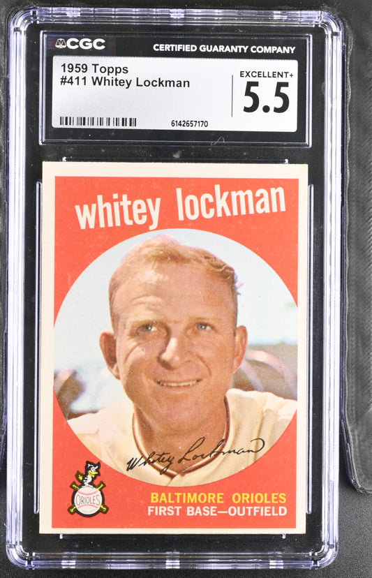 1959 Topps #411 Whitey Lockman CGC 5.5 SN 6142657170