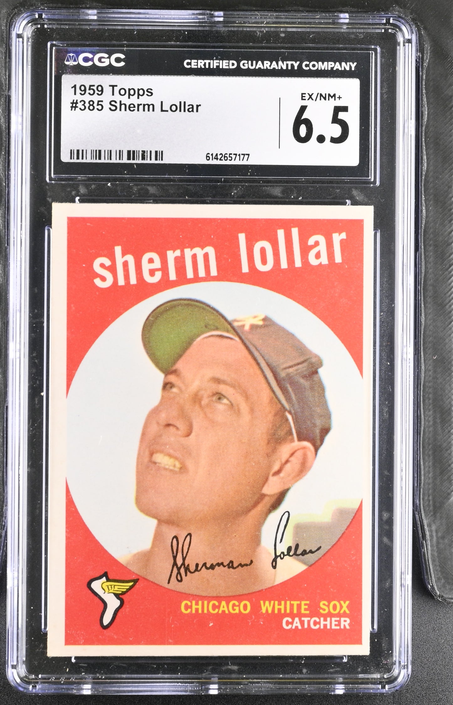 1959 Topps #385 Sherm Lollar CGC 6.5 SN 6142657177