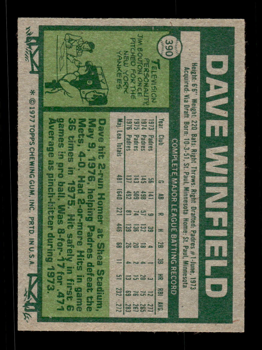 1976 Topps #390 Dave Winfield San Diego Padres VGEX CS26016788