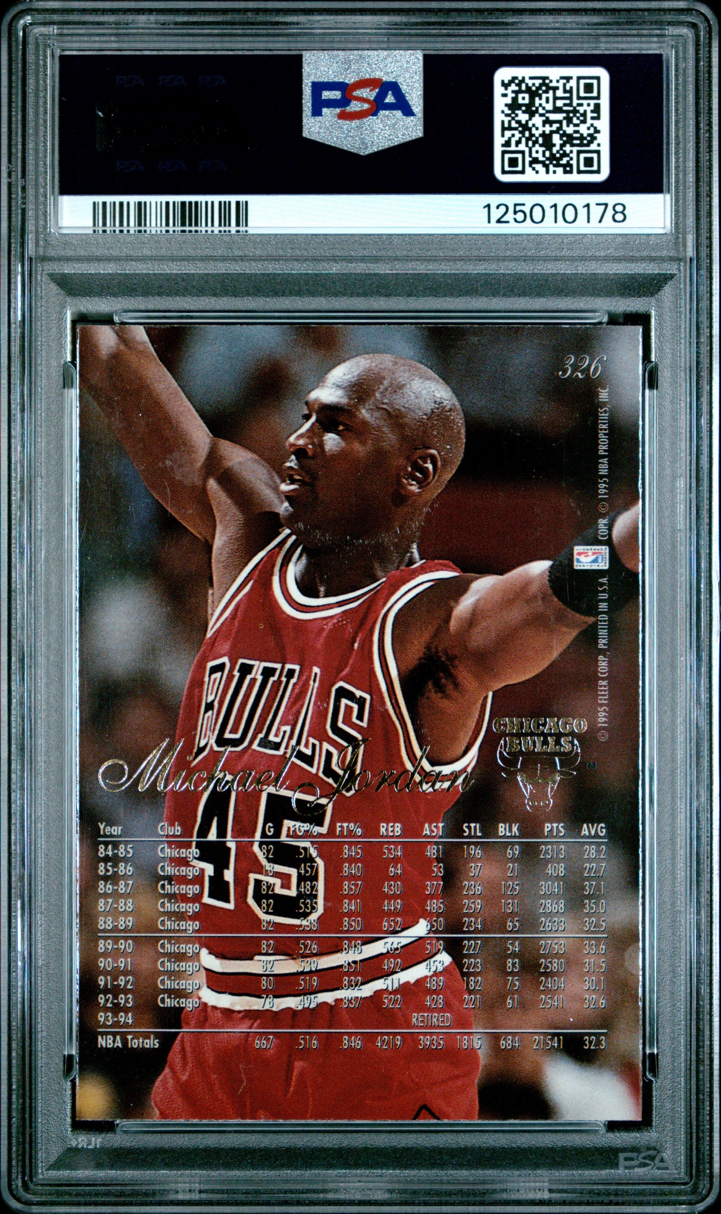 1994 Flair #326 Michael Jordan PSA 9 SN 125010178
