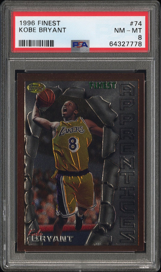 1996 Finest #74 Kobe Bryant PSA 8 SN 64327778