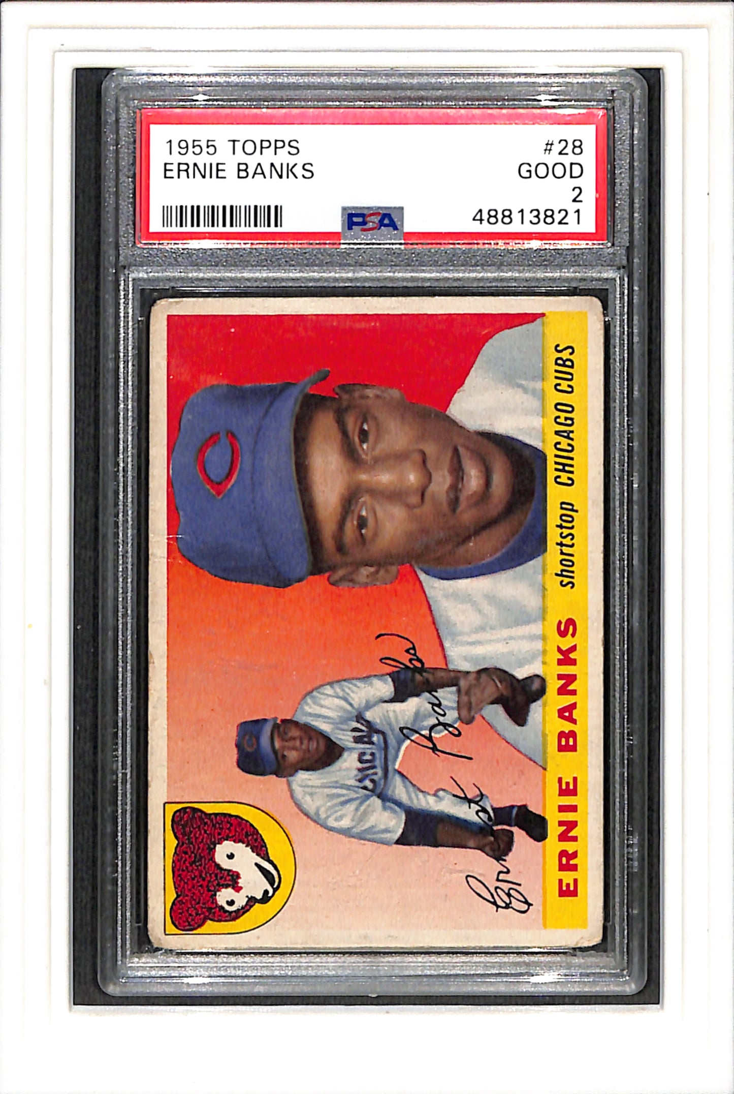 1955 Topps #28 Ernie Banks PSA 2 SN 48813821