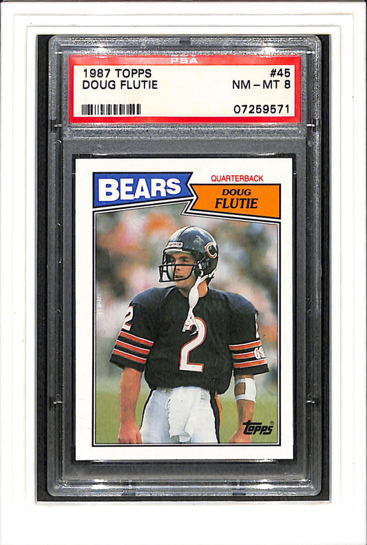 1987 Topps #45 Doug Flutie PSA 8 SN 07259571