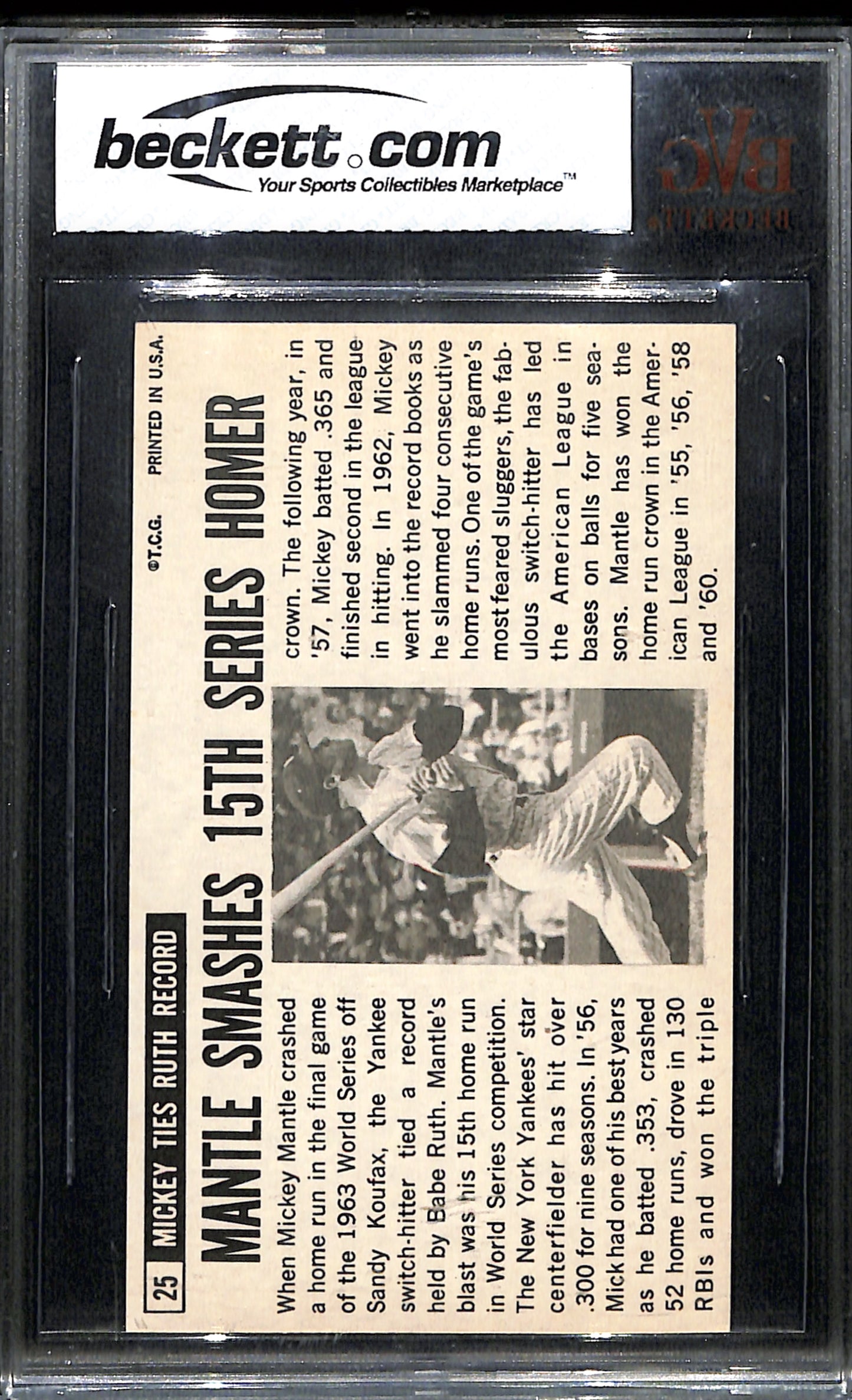 1964 Topps Giants #25 Mickey Mantle BVG 8 SN 0007118096
