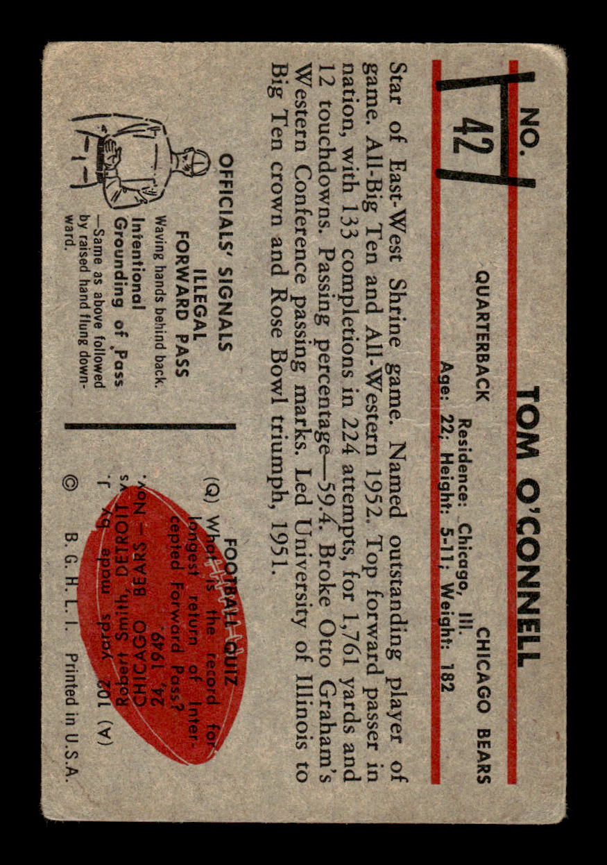1953 Bowman #42 Tom O'Connell Chicago Bears F/G CS26017018