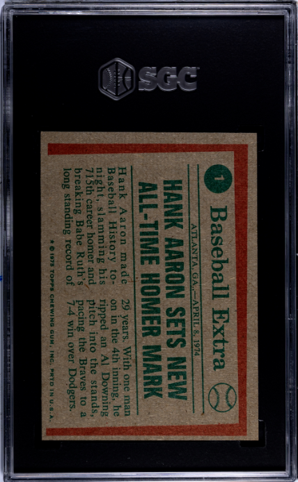 1975 Topps #1 Hank Aaron Highlights SGC 7 SN 5967603
