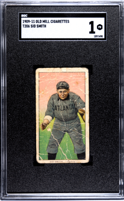 1909-11 T206 Sid Smith Old Mill Southern League SGC 1 SN 1097490