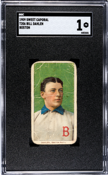 1909 T206 Bill Dahlen Boston Piedmont SGC 1 SN 4402606